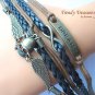 Brown & Black Infinity Bracelet,Wings,Skull,Dream,Antique Brass, #TrendyTreasuresByRamona