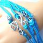 Blue Infinity Bracelet, Anchor, Music Note with Skull, Silver, #TrendyTreasuresByRamona