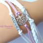 Pink & White Infinity Bracelet, Love Charm, Fertility Tree, Silver, #TrendyTreasuresByRamona