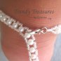 BareFoot Sandal,White Crystals, Ankle Bracelet, Beach, #TrendyTreasuresByRamona
