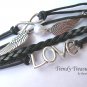 Black & Silver Infinity Bracelet,Love Charm,Wings,Pearl,#TrendyTreasuresByRamona