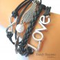 Black & Silver Infinity Bracelet,Love Charm,Wings,Pearl,#TrendyTreasuresByRamona