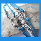 Blue Infinity Bracelet, Believe, Giraffe, Wings, Glass Pearl, #TrendyTreasuresByRamona