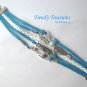 Blue Infinity Bracelet, Believe, Giraffe, Wings, Glass Pearl, #TrendyTreasuresByRamona