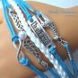 Blue Infinity Bracelet, Believe, Giraffe, Wings, Glass Pearl, #TrendyTreasuresByRamona