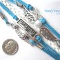 Blue Infinity Bracelet, Believe, Giraffe, Wings, Glass Pearl, #TrendyTreasuresByRamona