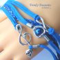 Blue Infinity Bracelet, Heart with Pearl, Music Note with Skull, Silver, #TrendyTreasuresByRamona
