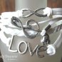 White Infinity Bracelet,Love word, Music Note, Skull, Silver, #TrendyTreasuresByRamona