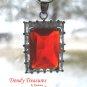 Bright Red Faceted Crystal Pendant,Prom,Sterling Silver Chain, Rhinestones