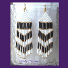 Purple, White, Beaded Dangle Earrings,Goldtone,Love Purple, #TrendyTreasuresByRamona