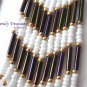 Purple, White, Beaded Dangle Earrings,Goldtone,Love Purple, #TrendyTreasuresByRamona
