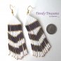 Purple, White, Beaded Dangle Earrings,Goldtone,Love Purple, #TrendyTreasuresByRamona
