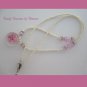 Pink Flower Glass Pendant on Beaded Necklace, Crystals, OOAK