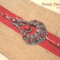 Wine Gift Bag, Hand-decorated, Red Jewels, Heavy-duty Jute, Strong Handles