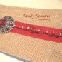 Wine Gift Bag, Hand-decorated, Red Jewels, Heavy-duty Jute, Strong Handles