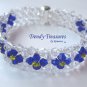 Clear and Bright Blue Crystals Woven Bracelet,One-of-a-Kind,#TrendyTreasuresByRamona
