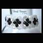 Opaque White and Black Crystals Woven Bracelet,One-of-a-Kind,#TrendyTreasuresByRamona