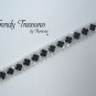 Opaque White and Black Crystals Woven Bracelet,One-of-a-Kind,#TrendyTreasuresByRamona