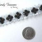 Opaque White and Black Crystals Woven Bracelet,One-of-a-Kind,#TrendyTreasuresByRamona