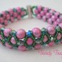 Hot Pink Pearls & Crystals Woven Bracelet,Mother's Day Special,#TrendyTreasuresByRamona