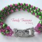 Lime Green Pearls & Crystals Woven Bracelet,Mother's Day Special,#TrendyTreasuresByRamona