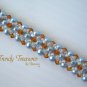 Aqua Pearls & Gold Crystals Woven Bracelet, One-of-a-Kind,#TrendyTreasuresByRamona