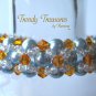 Aqua Pearls & Gold Crystals Woven Bracelet, One-of-a-Kind,#TrendyTreasuresByRamona