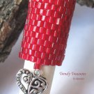 Large Bright Red, Dreadlock Bead, Dread Sleeve, Heart Charm, Stock 539 #TrendyTreasuresByRamona