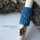 Large Bright Blue, Dreadlock Bead, Dread Sleeve, Leaf Charm, Stock 538 #TrendyTreasuresByRamona
