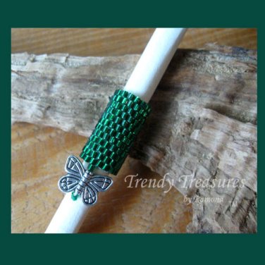 Emerald Green, Dreadlock Sleeve, Dread Bead, Charm Dangle, Stock 558 #TrendyTreasuresByRamona