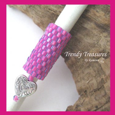 Turquoise-lined Pink Dreadlock Sleeve, Dread Bead, Butterfly, Stock 536 #TrendyTreasuresByRamona