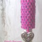 Turquoise-lined Pink Dreadlock Sleeve, Dread Bead, Butterfly, Stock 536 #TrendyTreasuresByRamona