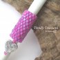 Turquoise-lined Pink Dreadlock Sleeve, Dread Bead, Butterfly, Stock 536 #TrendyTreasuresByRamona