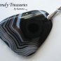 Black Onyx Agate Pendant Polished Gemstone Necklace, #TrendyTreasuresByRamona