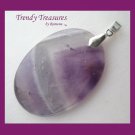 Genuine Amethyst Oval Gemstone Pendant, Polished, #TrendyTreasuresByRamona