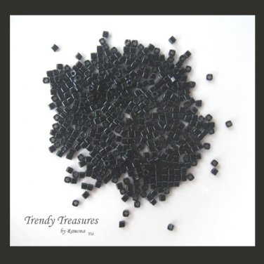 ToHo Cube Beads, 2 mm, 15 Grams, Opaque Black, No. 49, #TrendyTreasuresByRamona,