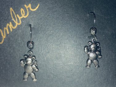 Pewter Teddy Bear Earrings