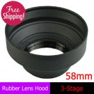 58mm Rubber Lens Hood 3-Stage with Mount for Canon Nikon