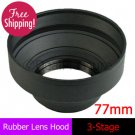 77mm Rubber Lens Hood 3-Stage with Mount for Canon Nikon