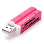 USB 2.0 Multi-in-One Mini SD/MMC/M2/MS/TF/SDHC Card Reader - Red (Max 32G)