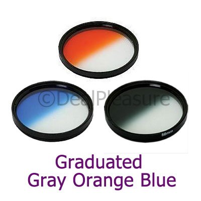 82mm Graduated Color Filter Kit Gray/Orange/Blue 3 Pics