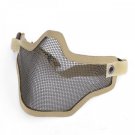 (Khaki) Airsoft Half Face Mask With Wire Mesh (Metal Net) Military Game
