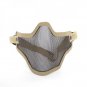 (Khaki) Airsoft Half Face Mask With Wire Mesh (Metal Net) Military Game