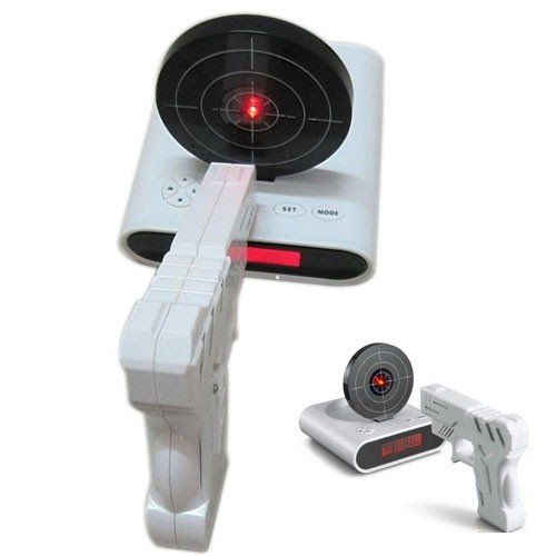 Laser Target Gun Alarm Clock with LCD Screen Novelty Gadget