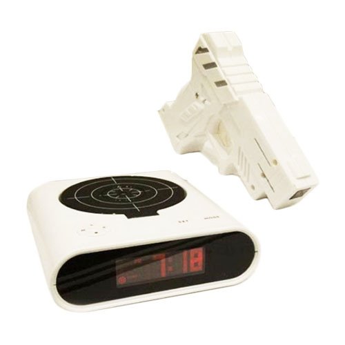 Laser Target Gun Alarm Clock with LCD Screen Novelty Gadget