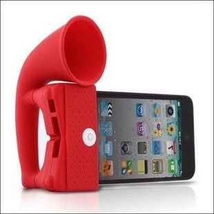 Horn Stand Amplifier Speaker for Apple iPhone 4 -Cute-Red