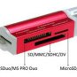 USB 2.0 Multi-in-One Mini SD/MMC/M2/MS/TF/SDHC Card Reader - Red (Max 32G)