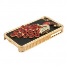 3D Phoenix Rhinestone Case Cover Protector for Apple iPhone 4G 4S New (red leather)