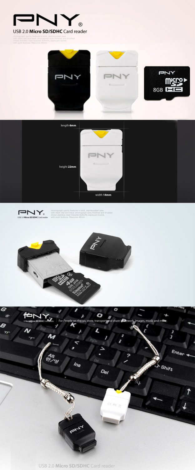 PNY Phone Baby Micro SD SDHC TF Memory USB 2.0 Mini Card Reader Adapter