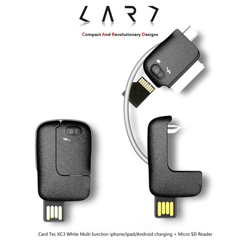 Card Tec KC3 Multi Function iphone/ipad/Android Charging + Micro SD Card Reader (Black)